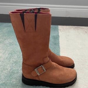 Donald J. Pliner Ashlan boots size 5½ M tan leather mid-calf buckle